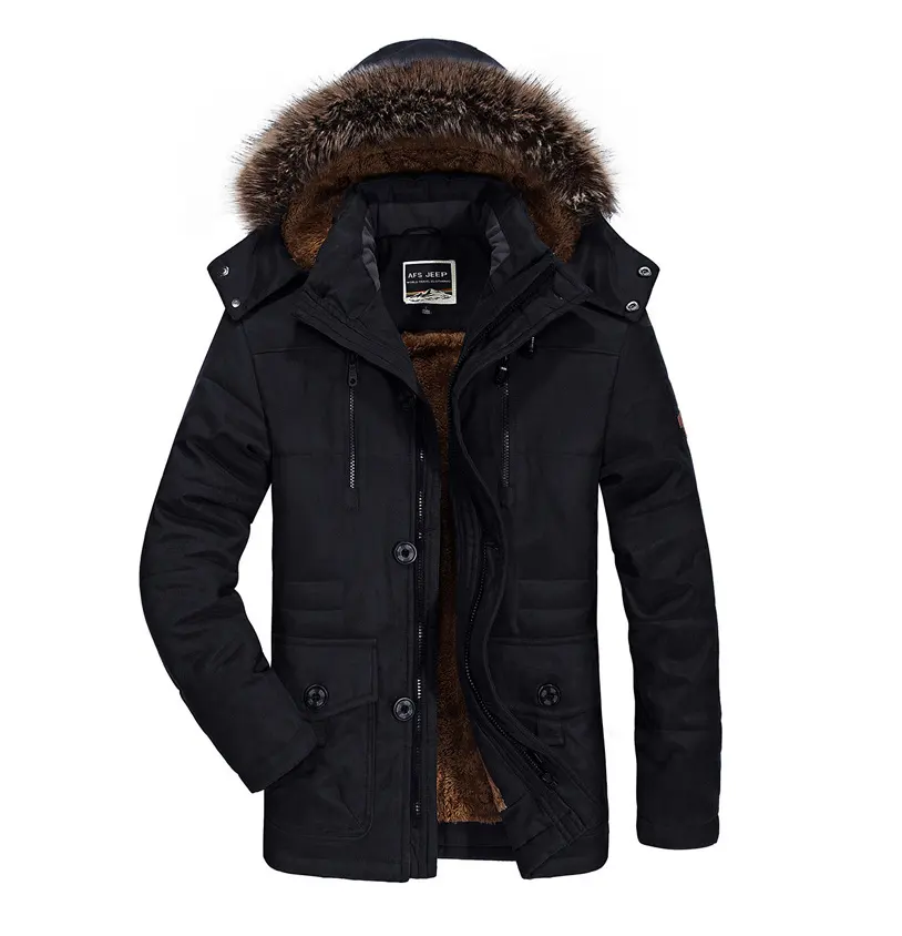 Adult winter fur coat men's windbreaker plus velvet thick warm windproof coat