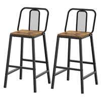 Ensemble de 2 tabourets de bar avec structure en métal noir, chaise de salle à manger au design moderne pour la maison