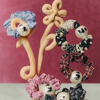 I Letter Love - Accessoires pour cheveux faits main en tissu perlé à motif lettre imaginaire, comprenant un élastique à cheveux et une corde à cheveux, à haute élasticité