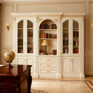 Bibliothèque en bois sculpté, porte de placard en panneau de densité, corps de placard peint, panneau de particules, sans peinture, étagère à livres, meubles, bureau, chambre - Product Image 3