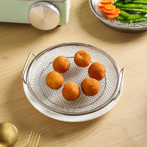 Rejilla para freidora de aire, rejilla para asar, bandeja de filtro de aceite, cesta de acero inoxidable para filtrar agua de frutas y verduras, para pasta y patatas fritas, utensilio de cocina - Product Image 2