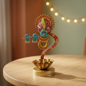 Handmade Iron Krishna <b>Tealight</b> Holder Decorative Candle <b>Lantern</b> for Home Meditation Diwali Table Decor - Product Image 2