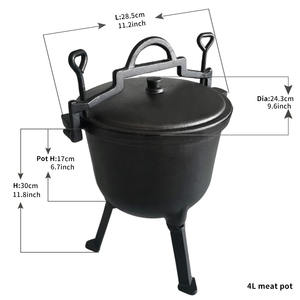 Cocotte en fonte pré-culottée à trois pieds pour la cuisine en plein air - Product Image 2