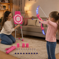 Ensemble d'arc et flèches pour filles, 2 arcs, cible sur pied, jouet de tir à l'arc pour enfants, flèches à ventouse, jeu de tir intérieur/extérieur, cadeau