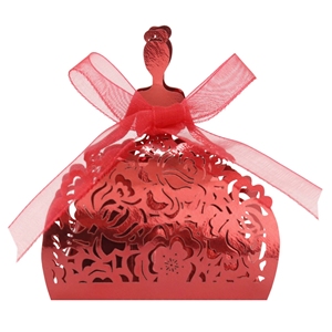 Boîtes à dragées miroir dorées découpées au laser, motif fille avec roses, lot de 50, boîtes à bonbons ajourées pour cadeaux de mariage et de douche nuptiale - Product Image 5