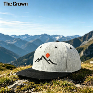 Custom Logo 3D Embroidered 6 Panel Snapback Hat Wholesale Bulk Textured <b>Flat</b> Brim <b>Cap</b> With Mountain Logo Manufacturer - Product Image 1