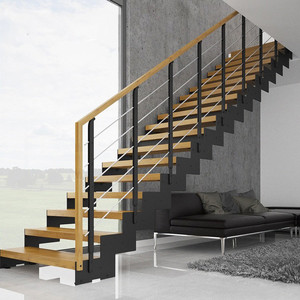 Escalera Interior Dúplex Recta <span class=keywords><strong>de</strong></span> Estilo Industrial Minimalista <span class=keywords><strong>de</strong></span> Lujo y Kits <span class=keywords><strong>de</strong></span> <span class=keywords><strong>Escaleras</strong></span> Modulares con Peldaños <span class=keywords><strong>de</strong></span> Madera - Product Image 5