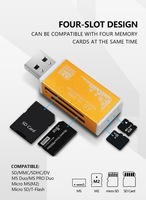 Caja de aluminio multicolor USB2.0 lector de tarjetas multifuncional para SD/ TF/MS/M2 4 en 1 lector de tarjetas OTG