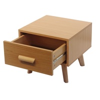 Table de chevet nordique à 2 tiroirs, table de chevet en MDF grain de bois avec poignées en MDF et pieds coniques en MDF, armoire de rangement pour chambre à coucher