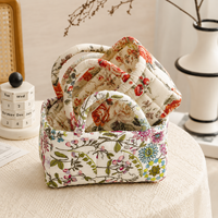 Panier de rangement pliable en tissu floral, petit organisateur portable pour sous-vêtements, jouets, cosmétiques, respirant, pour placard domestique