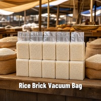 Sac sous vide en forme de brique pour riz, de qualité alimentaire, avec impression personnalisée, pour la vente en vrac aux marchés et aux épiceries, destiné aux commerçants et à la livraison au comptant