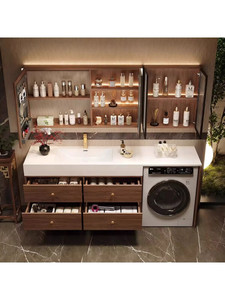 <span class=keywords><strong>Mobile</strong></span> <span class=keywords><strong>Bagno</strong></span> Integrato in Alluminio Senza Soluzione di Continuità <span class=keywords><strong>con</strong></span> Lavatrice e Armadietto a Specchio - Product Image 4
