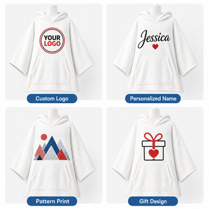 No moq 320gsm Sublimation Print Wearable <strong>Blanket</strong> Poncho Soft Fleece Flannel thick cozy Oversized Hoodie <strong>Blanket</strong> with Custom Logo - Product Image 3