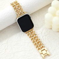 Bracelet de montre en métal de luxe pour Apple Watch 38mm 40mm 42mm 44mm, bracelet décoratif exquis pour femmes, respirant