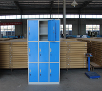 Armoire de rangement métallique à 9 portes en acier laminé à froid avec serrure à clé, démontable, à poser au sol, pour salle de sport, école, bureau