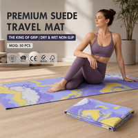 Tapete de Yoga de Gamuza Ultrafino de 1.5mm Personalizado, Plegable, Portátil, Antideslizante, Lavable a Máquina, Proveedor Mayorista