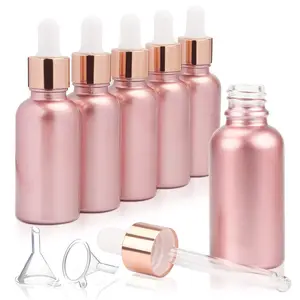 Пустая розовая стеклянная бутылка-капельница для эфирного масла с УФ-защитой, 30 мл