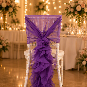 Teñido patrón de gasa con volantes boda cubierta de la silla faja con capucha - Product Image 4