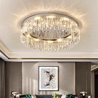 Nouveau plafonnier LED en cristal pour salon, lumière ronde de luxe pour chambre à coucher