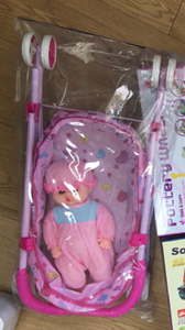 Passeggino per <span class=keywords><strong>Bambole</strong></span> Piccolo in Plastica <span class=keywords><strong>Rosa</strong></span> con Ruote Gonfiabili Giocattoli Educativi di Simulazione per Bambine Numero di Modello Modellazione - Product Image 5
