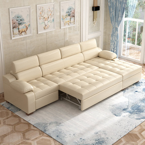 Foldable Nordic Modular Couch Shaped Convertible <b>Sofa</b> Bed Sectional Sleeper <b>Sofa</b> Storage Faux Vegan <b>Leather</b> Custom Single/double - Product Image 3
