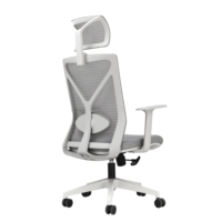 Chaise de bureau ergonomique moderne à dossier haut en maille avec appui-tête réglable et base pivotante en acier - Utilisation à domicile/au bureau