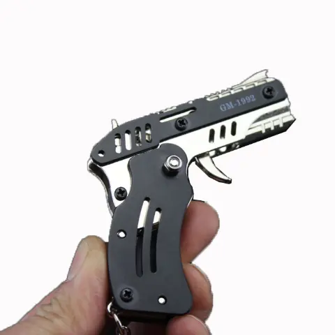 All metal mini pendent foldable rubber band gun with 8/6 consecutive rounds of children's toy soft bullet gun
