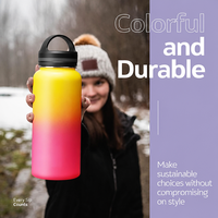 Bouteille d'eau en acier inoxydable isolée, anti-fuite, avec logo personnalisé, dégradé de couleurs, pour le sport et la gym, avec couvercle en plastique
