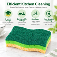 Éponge de nettoyage en pulpe de bois avec face abrasive et corps absorbant pour la vaisselle et le nettoyage domestique de l'évier de cuisine