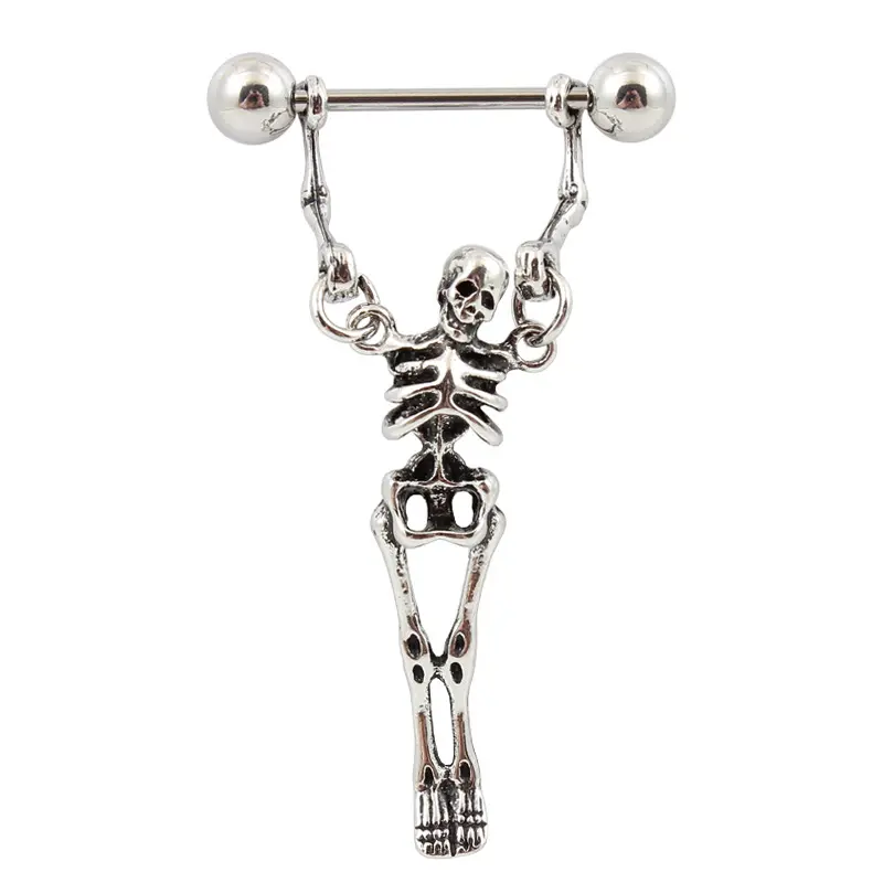 Colgante de calavera de aleación de Zinc con plomo gratis, joyería de acero quirúrgico para el cuerpo, anillo Sexy para mujer, Piercing para el ombligo