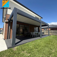 Pérgola Moderna de Aluminio con Sistema de Techo de Láminas Eléctricas, Diseño Personalizado, Estructura de Sombra para Patio Resistente a la Intemperie, Gazebo de Aluminio