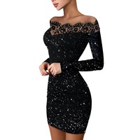 Robe de soirée vintage asymétrique noire en dentelle, ajustée, au-dessus du genou, style européen et américain, pour femme, couvrant les hanches