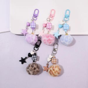 Nouvel Arrivage Porte-clés en métal souple avec petite boule de fourrure, imprimé par sublimation et letterpress, forme 3D, mignon pour femmes, décoration à suspendre pour sacs - Product Image 1