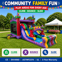 Château gonflable avec toboggan latéral, thème ballons d'anniversaire, location pour fêtes d'enfants, château gonflable commercial