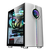 Bande lumineuse RVB à vente chaude, boîtier de PC ATX en verre trempé, côté rabattable, transparent, refroidissement par eau, panneau d'effet lumineux miroir