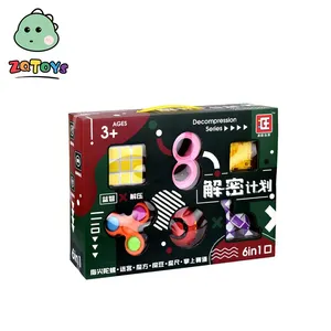 Zhiqu kotak hadiah puzzle kubus mainan, kotak hadiah labirin jari atas enam potong set latihan berpikir pendidikan dini anak-anak