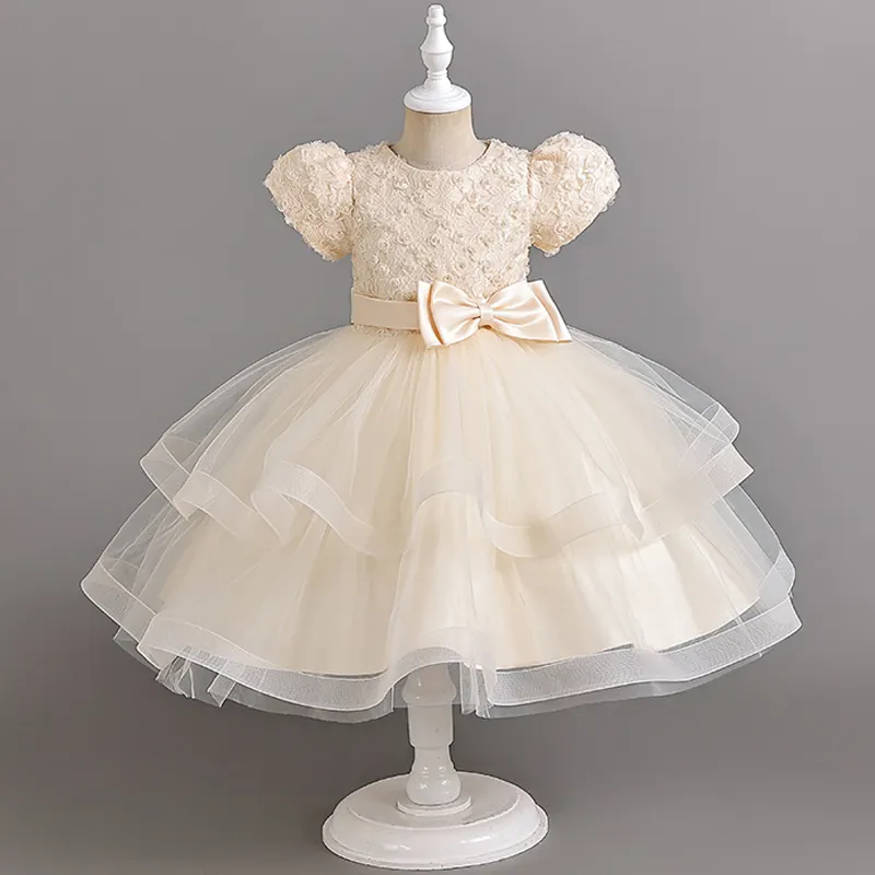 OEM ODM Custom Hot Sale Bunte Mädchen Kuchen Design Party Kleid Kinder Regenbogen Prinzessin Kostüm Kinder Blumen Mädchen Kleider