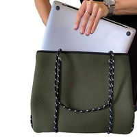 Sac de plage en néoprène perforé grande capacité avec petite pochette, ensemble de sacs de plage pour femme