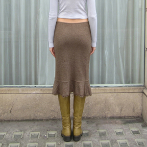 Falda Midi de Punto Estilo Sirena con Encaje y Volantes, Diseño Retro Americano Elegante para Mujer - Product Image 4