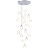 Lustre moderne de luxe blanc pour escalier, avec cristaux, hauteur réglable, LED E12, pour salon, villa, hall d'entrée, foyer