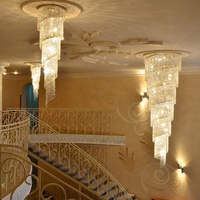 Lustre de luxe en cristal en spirale avec long escalier pour Villa Hotel Hall & Duplex Living Room Decor