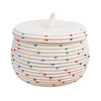 Nouveau design, panier en corde arc-en-ciel 100% écologique, pliable, en coton biologique, avec couvercle, pour un rangement organisé, organisation de la maison