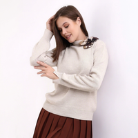 Fabricante de ropa de mujer Bufanda de manga larga Cuello Prendas de punto Suéter Otoño Invierno Nuevo estilo Prendas de punto Oportunidad al por mayor