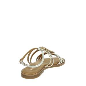 Sandalias Planas Keys Donna K-10950 Doradas con Tiras y Cuentas, Zapatos de Verano para Mujer - Product Image 3
