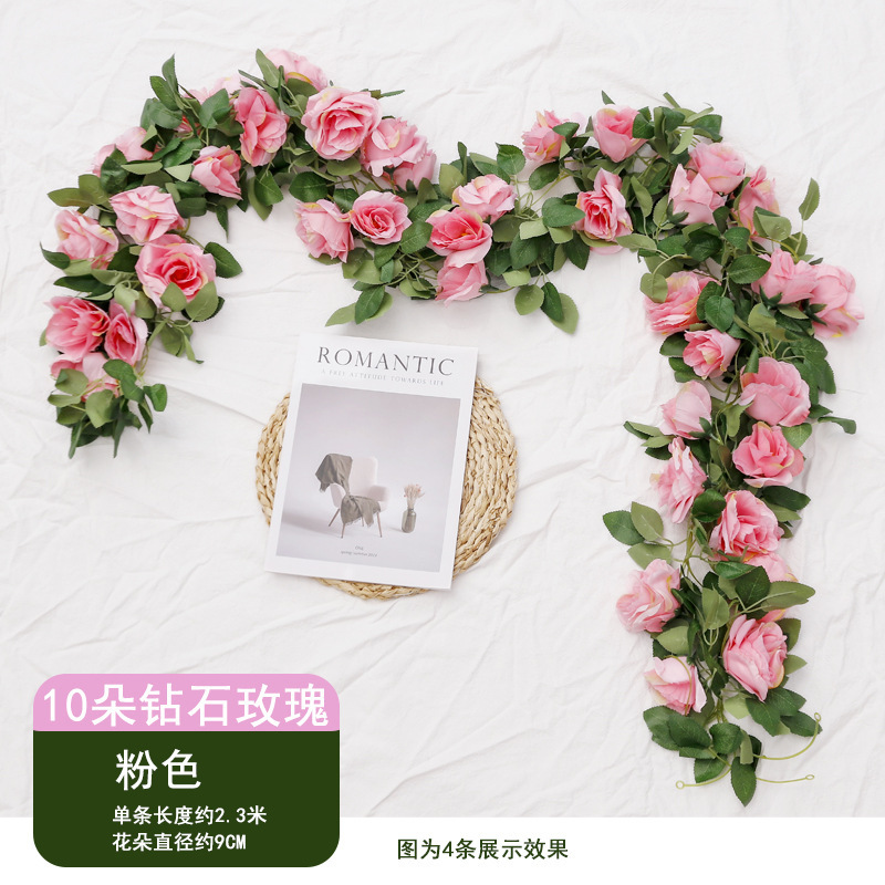 Vigne de roses diamantées à 10 têtes [rose]