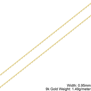 0.95mm câble lien O étanche 9ct chaîne <span class=keywords><strong>En</strong></span> ou chaîne permanente <span class=keywords><strong>en</strong></span> or massif 9k pour les femmes <span class=keywords><strong>Bracelet</strong></span> fabrication de bijoux - Product Image 3