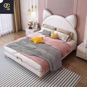 Meubles de chambre à coucher au design moderne luxueux-<span class=keywords><strong>lit</strong></span> pour enfants en cuir rose-<span class=keywords><strong>lit</strong></span> de princesse mignon créatif à la maison - Product Image 2