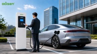 Nouvelle borne de recharge pour véhicules électriques 7 kW GB/T OCPP 1.6J, sur pied, à une seule prise, avec écran LCD, Ethernet, IP54, pour parking public
