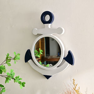 Unique Rustic Anchor Shape Eco-friendly 5.0mm Thick Wooden <b>Wall</b> <b>Mirror</b> Handmade Home Decor - Product Image 1