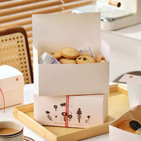 Boîte à pâtisserie pliante en papier kraft personnalisée avec fermeture à cordon pour biscuits, macarons, scones et cadeaux de desserts